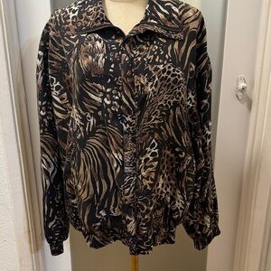 Vintage Animal Print Bomber Jacket